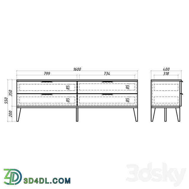 OM Mister Room TV bench DIAMOND DM25