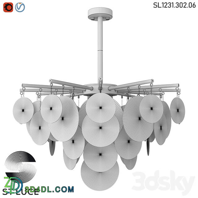 SL1231.302.06 Ceiling chandelier ST Luce Brass/White OM