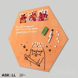 (OM) Magnetic whiteboard for office "Askell Hexagon" 