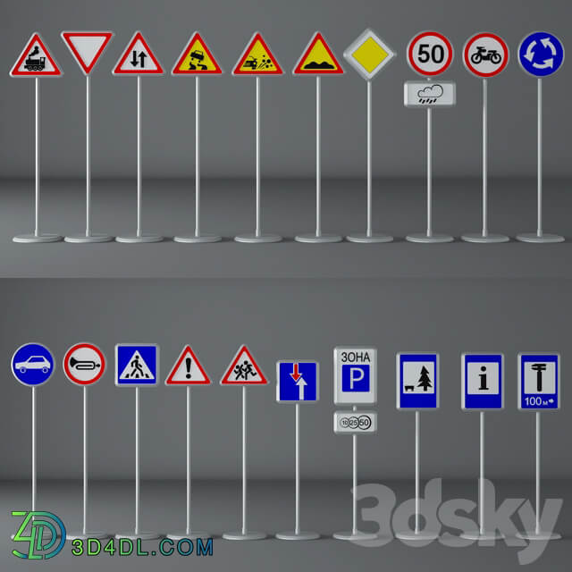 Road signs 3D Models