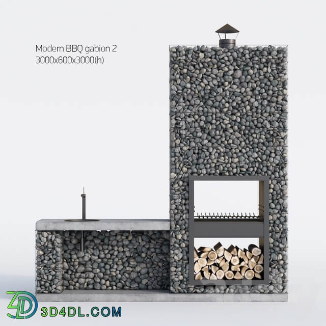 Modern barbecue from Gabion 2 3D Models
