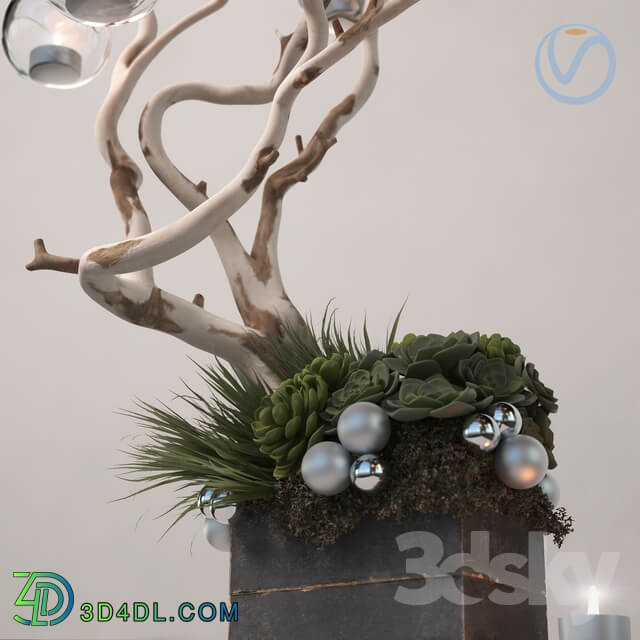 ikebana with candles Bouquet 3D Models