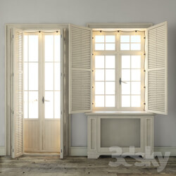 Windows with shutters and backlighting 