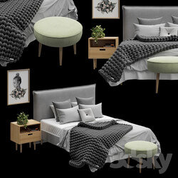 Bed Scandinavian Bedroom Set 02 