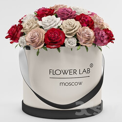 A bouquet of roses in a gift box 