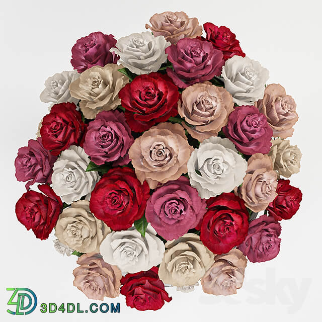 A bouquet of roses in a gift box