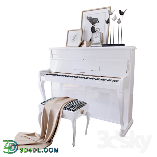 Piano Weinbach white stool and decor Piano Weinbach white banquet and decor YOU 