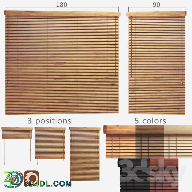 Wooden blinds 25mm 2 options of width 90 and 180cm
