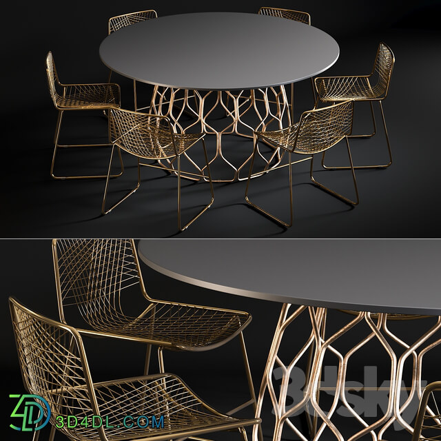 Table Chair Dining Table Circuit Chair Alpha Brass