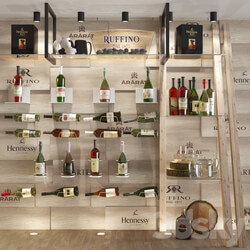 Showcase in a restaurant with collection wine. Red wine 3D Models 