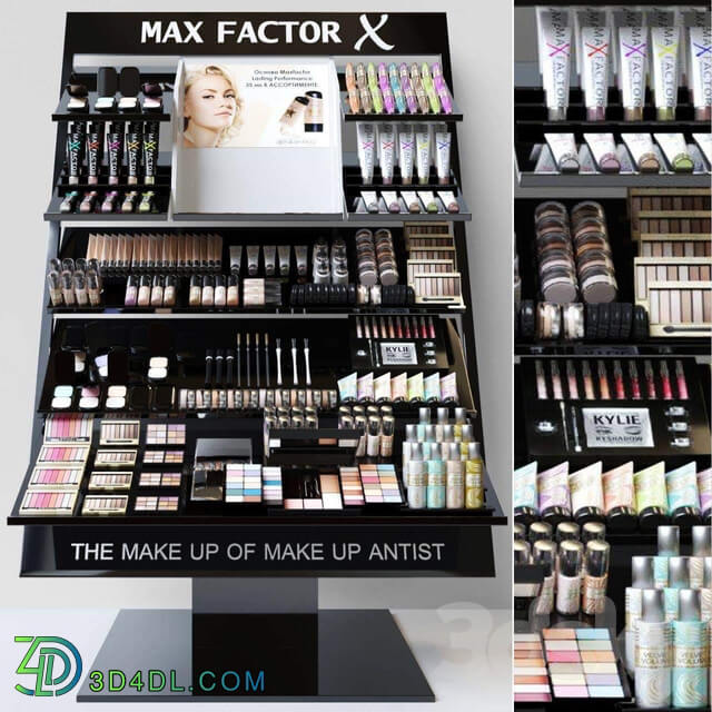 Showcase with professional cosmetics for beauty salons or duty free. Make up 3 3D Models