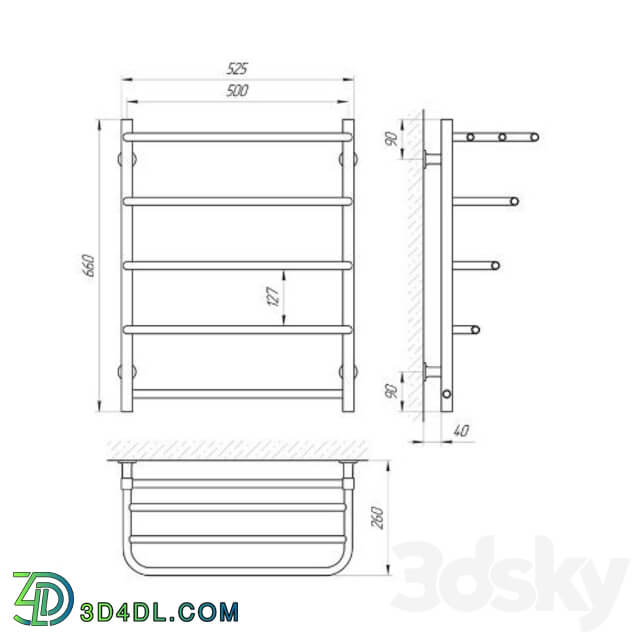 Heated towel rail of LARIS ZEBRA STANDARD