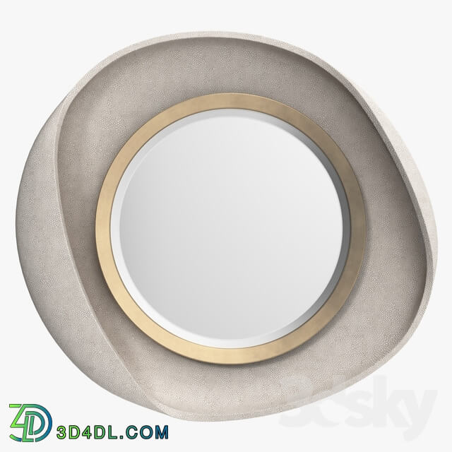 R Y Augousti Petal mirror in cream shagreen