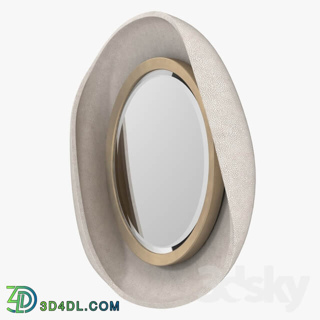 R Y Augousti Petal mirror in cream shagreen