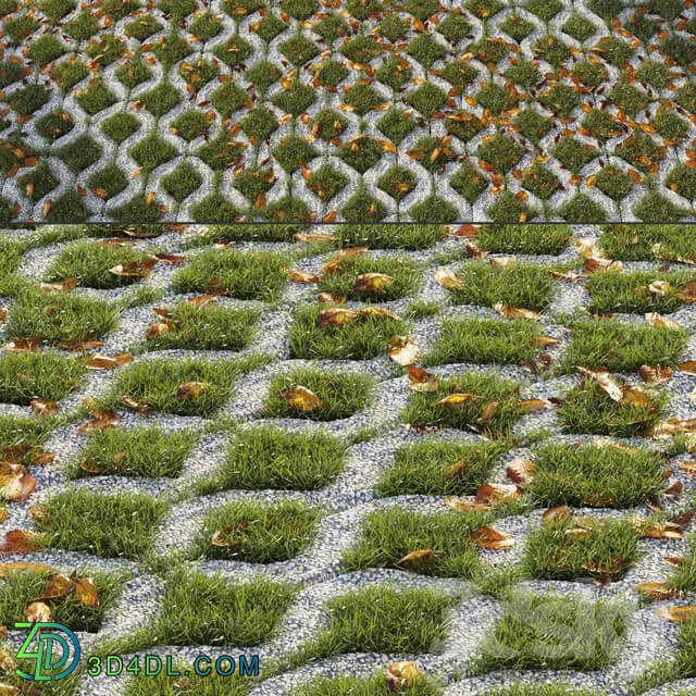 Grass in the square brick