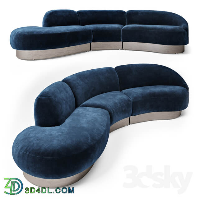 Vladimir Kagan Sectional in Deep Blue Mohair