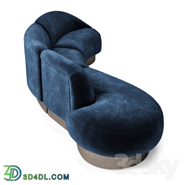 Vladimir Kagan Sectional in Deep Blue Mohair