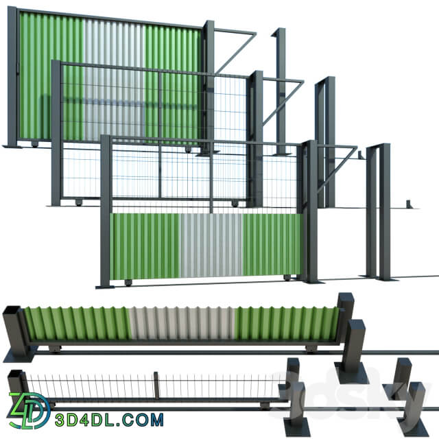 Sliding gate gate for building plot 3D Models