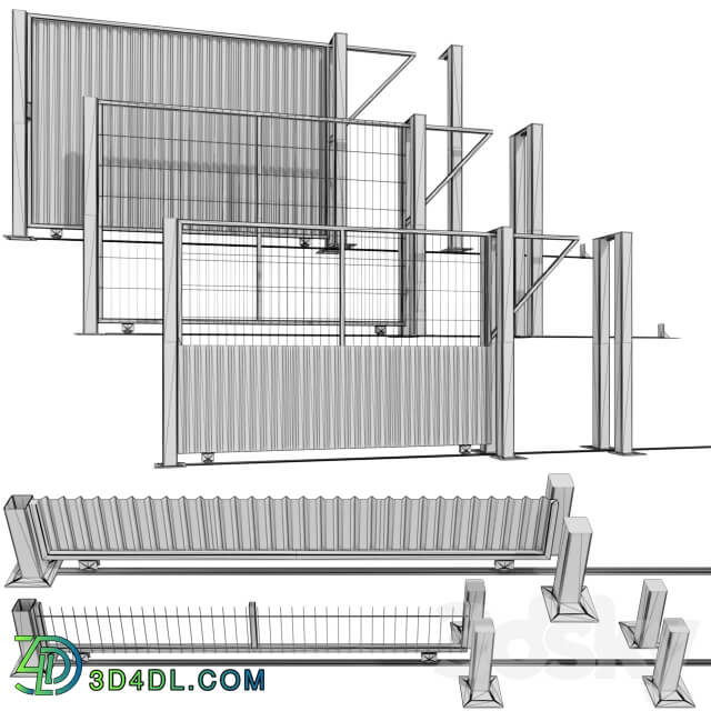 Sliding gate gate for building plot 3D Models