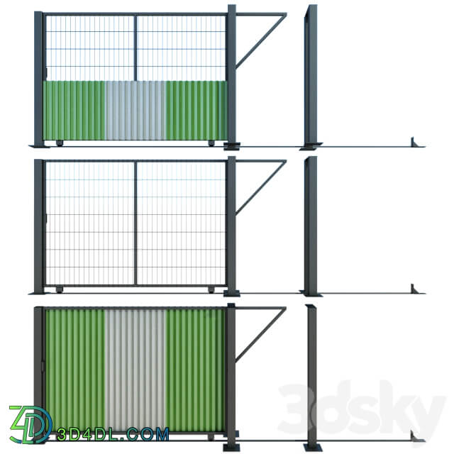 Sliding gate gate for building plot 3D Models