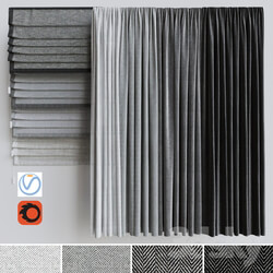 A set of curtains a set of Roman curtains 1. Gray scale 