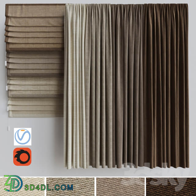 A set of curtains a set of Roman curtains 2. Beige range