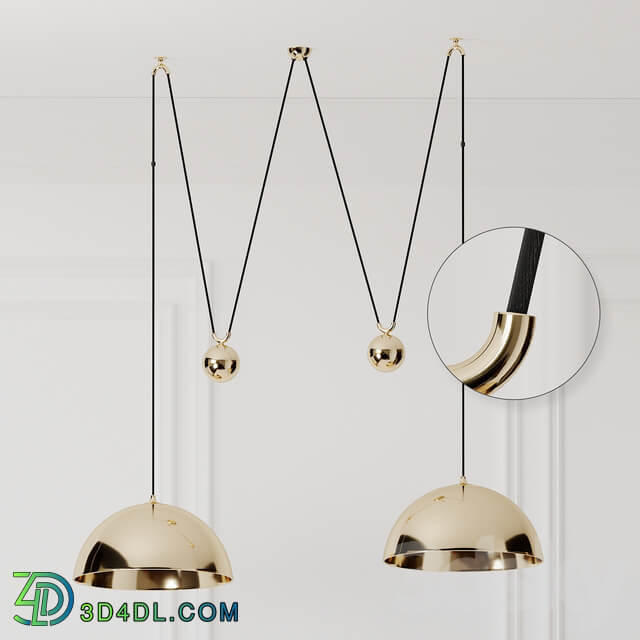 Florian Schulz Double Posa Brass Pendant Lamp with Side Counter Weights Pendant light 3D Models