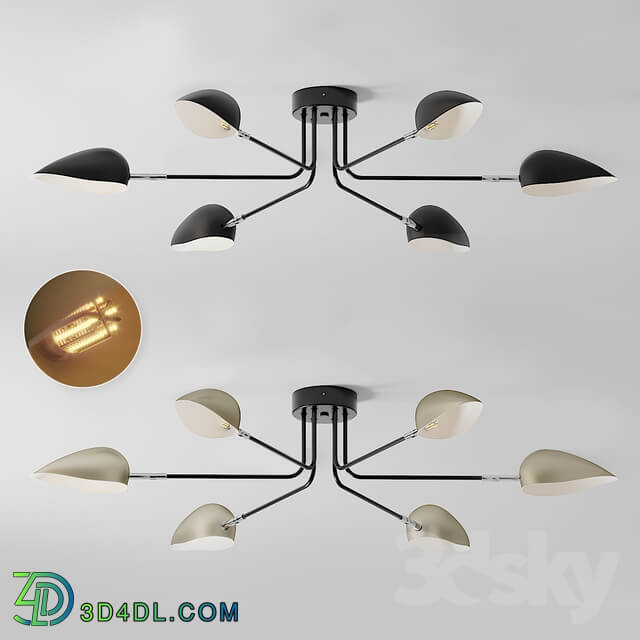 Industrial Modern 3 6 Light Ceiling Lamp Ceiling lamp 3D Models