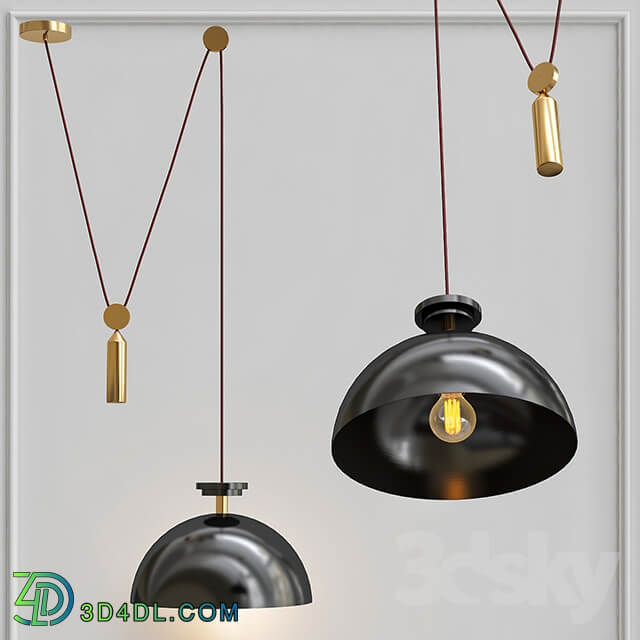 Pendant lamp Shape up Pendant Hemisphere Black designed by John Hogan Pendant light 3D Models