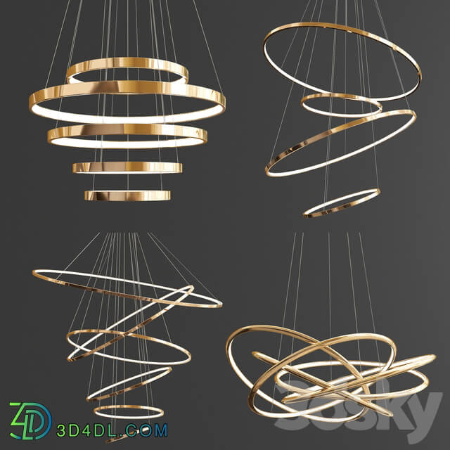 Four Exclusive Chandelier Collection 28 Rings Pendant light 3D Models