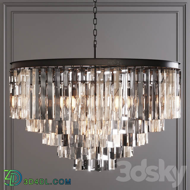 Restoration Hardware 1920S ODEON CLEAR GLASS FRINGE 5 TIER CHANDELIER Black Pendant light 3D Models