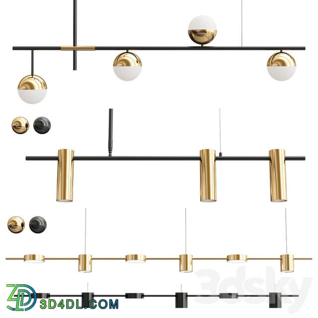 Collection Linear Chandelier Pendant light 3D Models