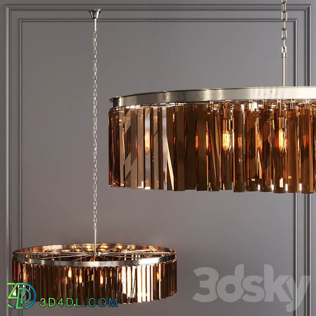 Restoration Hardware 1920S ODEON RHYS SMOKE GLASS PRISM ROUND CHANDELIER 43 Nickel Pendant light 3D Models