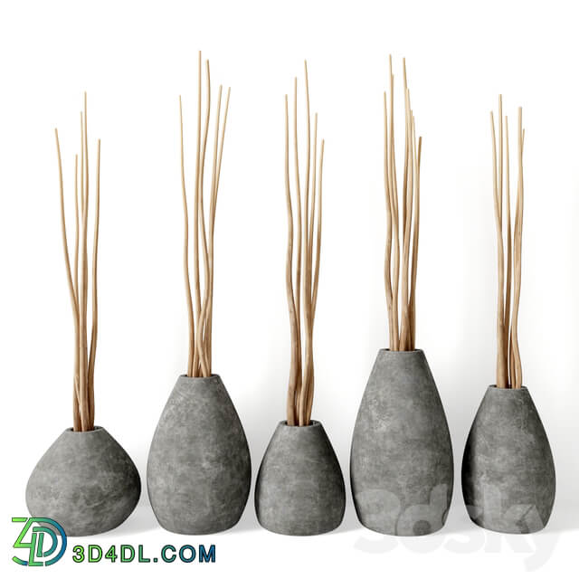 Other decorative objects Decor from branches in concrete vases