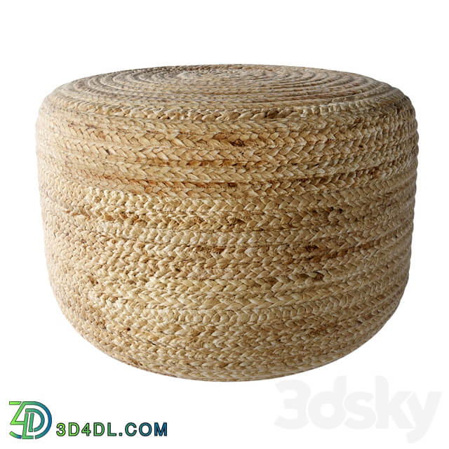 Braided jute pouf