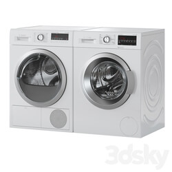 Bosch Washer Serie 6 Dryer Serie 4 Laundry Room 3D Models 