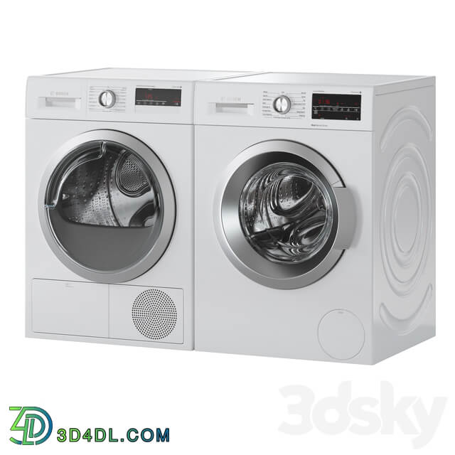 Bosch Washer Serie 6 Dryer Serie 4 Laundry Room 3D Models