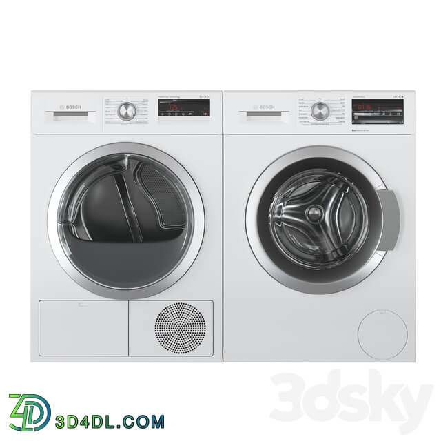 Bosch Washer Serie 6 Dryer Serie 4 Laundry Room 3D Models