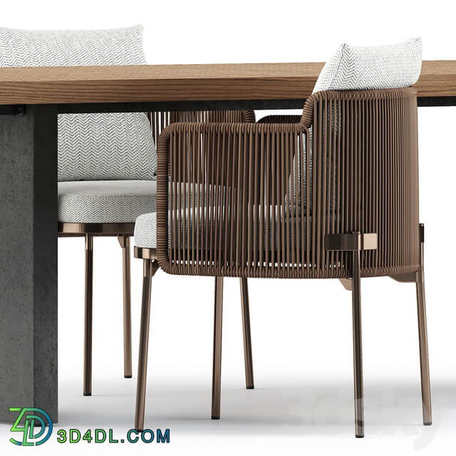Table Chair TAPE CORD chair and Quadrado Table by Minotti
