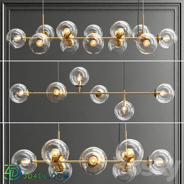 Collection of glass bole chandelier Pendant light 3D Models