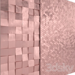 Other decorative objects Rose Gold Panels Cubes Hexagons 