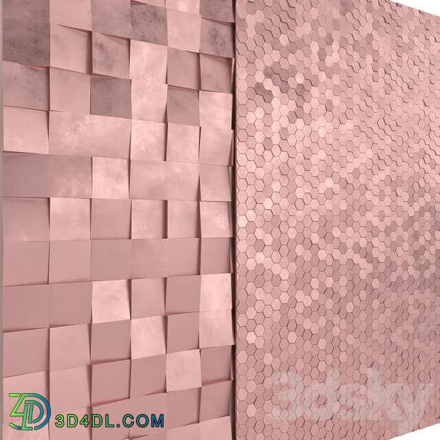 Other decorative objects Rose Gold Panels Cubes Hexagons