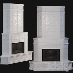 Stove corner fireplace with tiles 