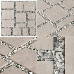 Paving tile square pebble n2 Paving tile square of pebble slabs 