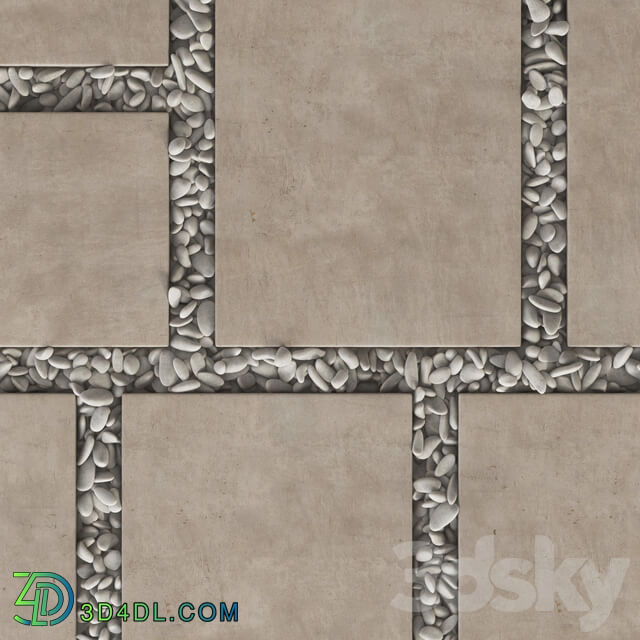 Paving tile square pebble n2 Paving tile square of pebble slabs
