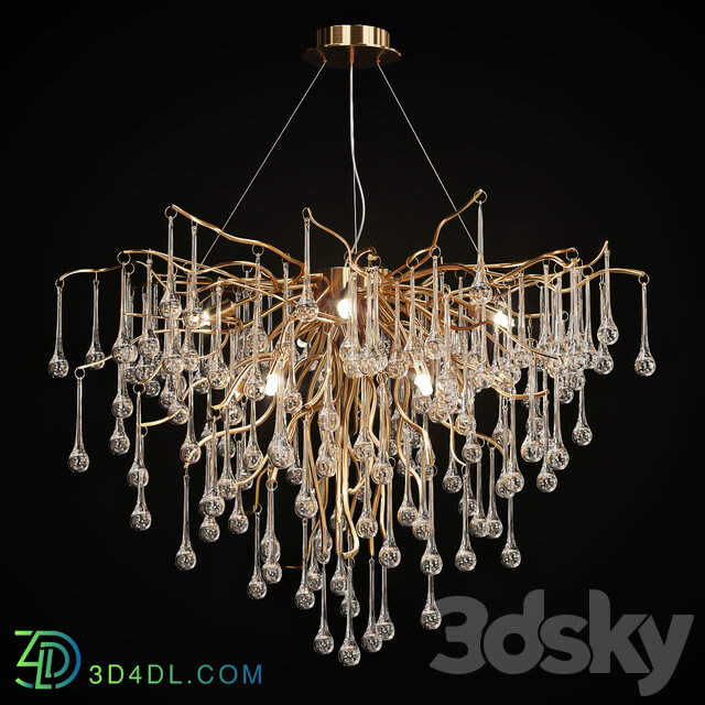 Chandelier with drop shaped pendants MARIAN Lampatron Pendant light 3D Models