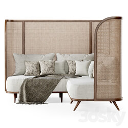 Corner garden sofa HLS high back Rattan corner sofa 