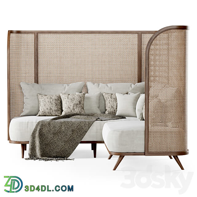 Corner garden sofa HLS high back Rattan corner sofa