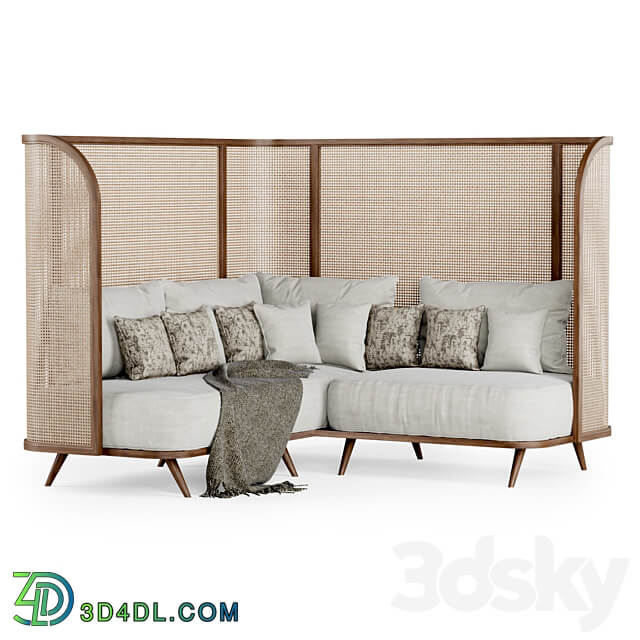 Corner garden sofa HLS high back Rattan corner sofa