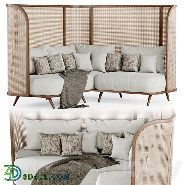 Corner garden sofa HLS high back Rattan corner sofa